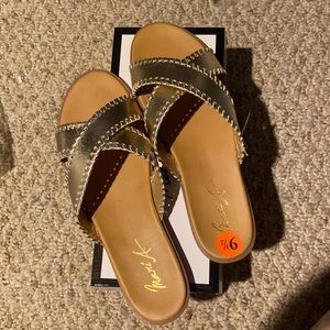 Gold metallic sandals